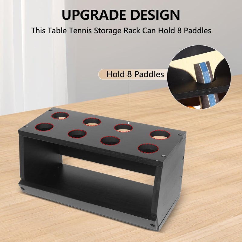 Onemacc Ping Pong Paddle Holder, Ping Pong Paddle Storage Rack Hold 8 Rackets, 2-in-1 Wall Mount & Countertop Table Tennis Holder for Garage, Game Room, Bar and Men Cave - Image 2